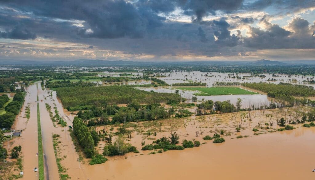 Flooded town