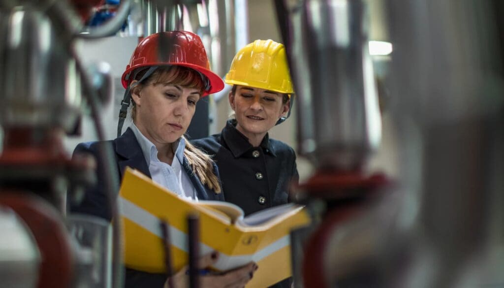 Female Engineers wearing hard hat