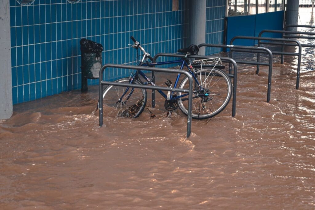 Flooded area with bikes